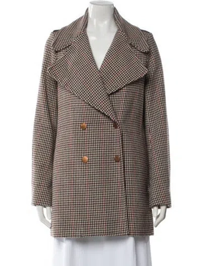 Pre-owned See By Chloé Wool Houndstooth Print Peacoat In Multi