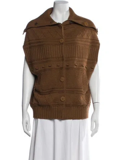Pre-owned See By Chloé Wool Open Front Sweater In Brown