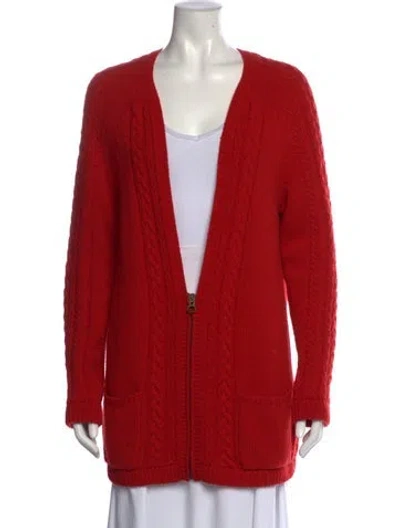 Pre-owned See By Chloé Wool Open Front Sweater In Red