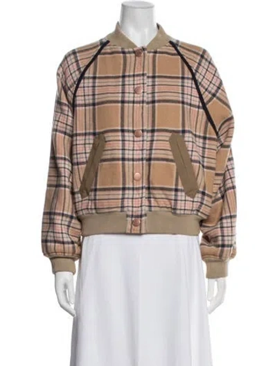 Pre-owned See By Chloé Wool Plaid Print Bomber Jacket In Neutrals
