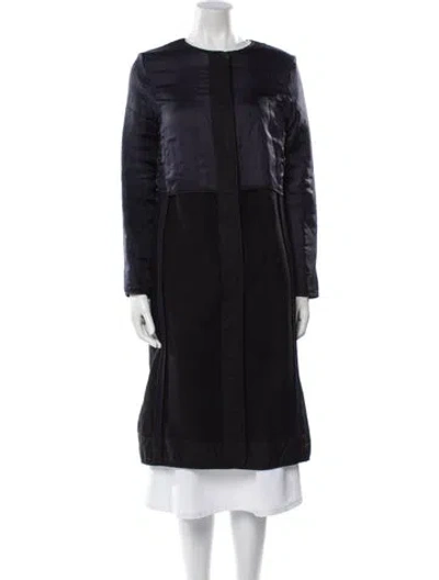 Pre-owned See By Chloé Wool Printed Faux Fur Coat In Blue