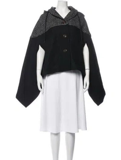 Pre-owned See By Chloé Wool Tweed Pattern Cape In Black