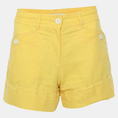Pre-owned See By Chloé Yellow Cotton And Flax Blend Mini Shorts M