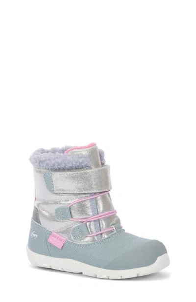 See Kai Run Kids' Gilman Waterproof Snow Boot In Silver Shimmer