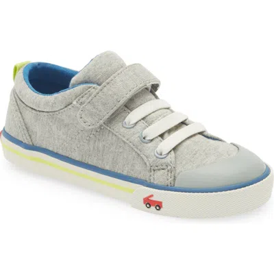 See Kai Run Kids' Tanner Sneaker In Gray Jersey/lime