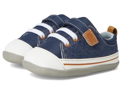 See Kai Run Kids' Stevie Mini (infant/toddler) Boys Shoes Navy Denim : 5 Toddler M, Cotton/denim/faux Leather In Blue