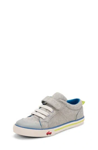 See Kai Run Tanner Sneaker In Gray Jersey/lime
