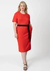 See Rose Go Coolrose Luxe Midi Plus Size Dress With Velvet Tie In Poppy