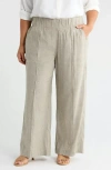 See Rose Go Multitasker Stripe Wide Leg Plus Size Pant In Green