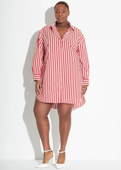 See Rose Go Poplin Tunic Shirt Dress Plus Size In Poppy Stripe