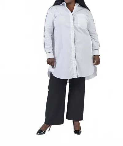 See Rose Go Signature Piping Tunic Shirt - Plus In White In Neutral