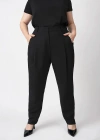 See Rose Go Stretch Crepe Pleated Plus Size Trouser In Jet Black