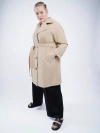 See Rose Go Tech Twill Trench Coat Plus Size In Stone