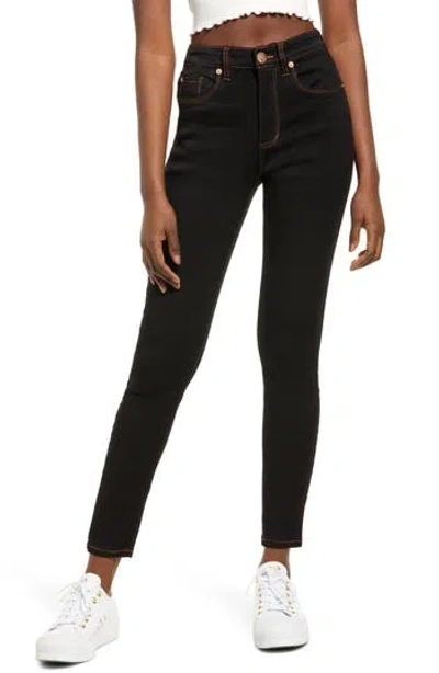 See Thru Soul Ellie High Waist Ankle Skinny Jeans In Black