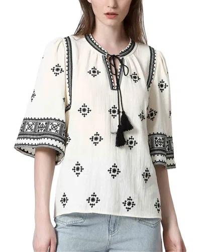 SEE U SOON EMBROIDERED PLACKET TOP