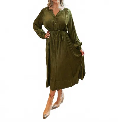 See U Soon Evergreen Corduroy Midi Dress In Green
