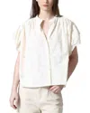 See U Soon Ruffle Sleeve Collared Blouse In White