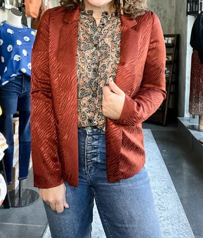 See U Soon Ryder Satin Blazer In Rust In Multi