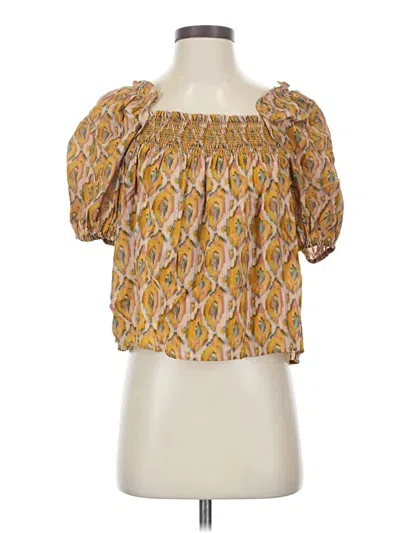 Pre-owned See U Soon Short Sleeve Blouse In Gold