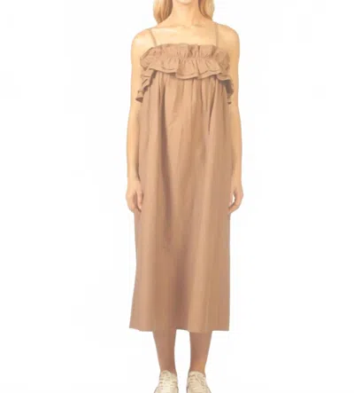 See U Soon Strappy Maxi Dress With Ruffle Bodice In Brown