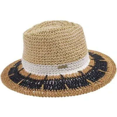 Seeberger Fedora Multicolour In Linen And Black 55423 In Neutral