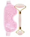 Seeboo Women's 2pc Cooling Beads Eye Mask & Rose Quartz Facial Roller Skincare Set