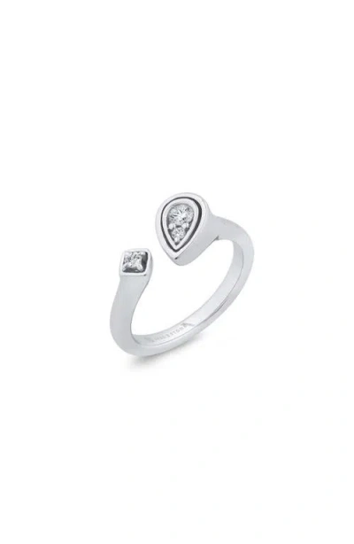 Seed2stone Perfect-pear Horseshoe Ring In Silver