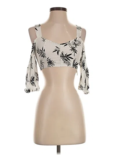 Pre-owned Seek The Label 3/4 Sleeve Top Ivory Cold Shoulder Neckline Tops