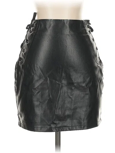 Pre-owned Seek The Label Faux Leather Skirt In Black