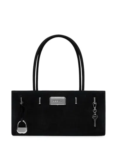 Seen Users Aura Suede-finish Padlock-detail Tote Bag In Black