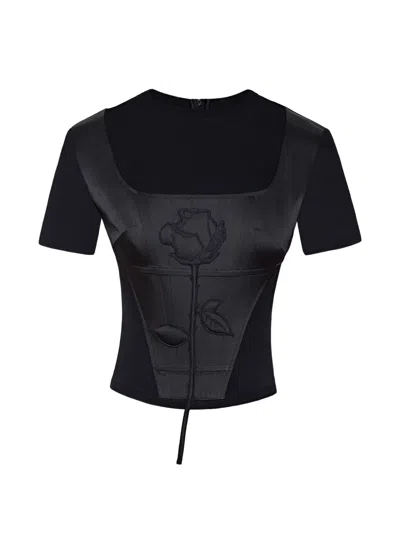 Seen Users Blooming Belle Rose-embroidered T-shirt In Black