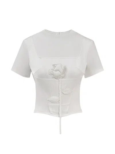 Seen Users Blooming Belle Rose-embroidered T-shirt In White