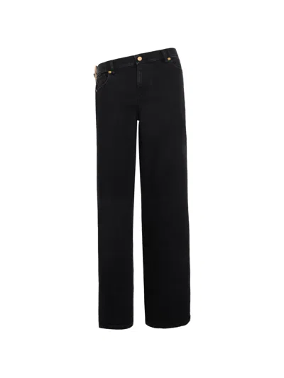 Seen Users Buckle-detail Open-cut Jeans In Blue