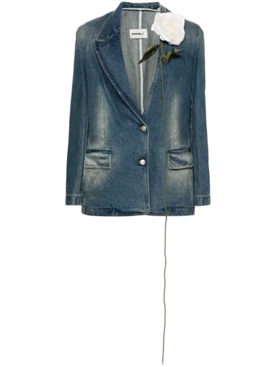 Seen Users Carnivorous Floral-appliqué Blazer In Blue