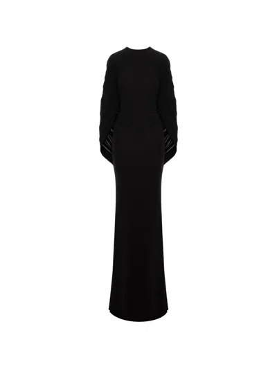 Seen Users Fallen Angel Ruched-sleeve Maxi Dress In Black