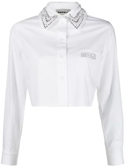 Seen Users Verziertes Cropped-hemd In White