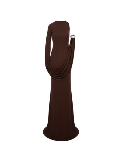 Seen Users Iconic Bracelet Draped Maxi Dress In Brown