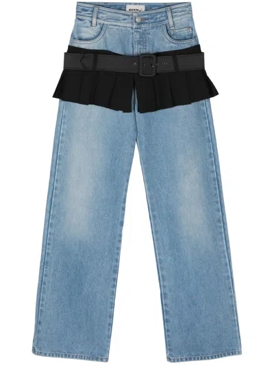 Seen Users Illusion Skirt-detail Straight-leg Jeans In Blue