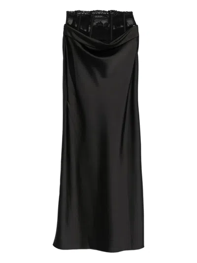 Seen Users Lace-insert Satin Skirt In Black