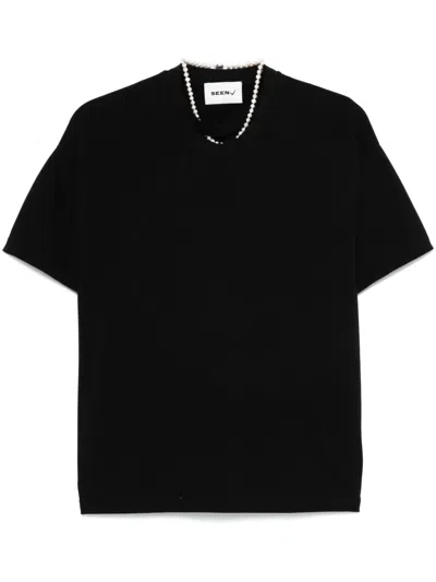 Seen Users Pearls Disruption T-shirt In Black