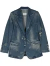 Seen Users Chest Rose Denim Blazer In Blau