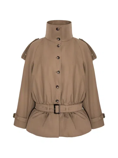 Seen Users Storm Belted Peplum Jacket In Brown