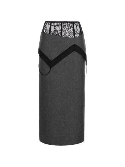 Seen Users Trousseau Pencil Midi Skirt In Gray