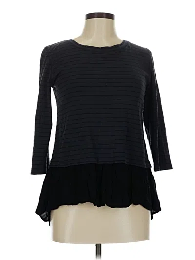 Pre-owned Seen Worn Kept 3/4 Sleeve Top Black Boatneck Tops