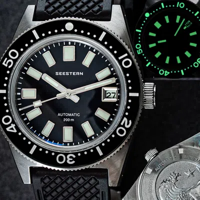 Pre-owned Seestern V3 62mas Genuine Lume Ceramic Bezel 200m Diver's Watch Se2021-d62s-kkl