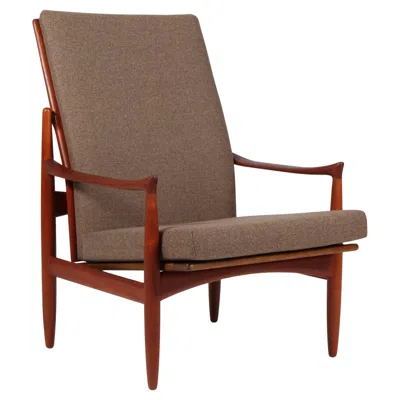 Pre-owned Seffle Möbelfabrik Ib Kofod-larsen Lounge Chair, Teak Frame, Wool Upholstery, 1960s In Brown