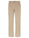 Séfr Beige Regular Flat Front Pants In Brown