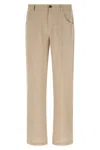 Séfr Beige Regular Flat Front Pants In Brown