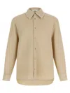 Séfr Sefr Waffle Knit Pointed Collar Button Closure Long Cuffed Sleeves Shirt In Beige