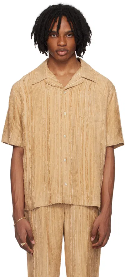 Séfr Beige Dalian Shirt In Fluid Beige Stripe